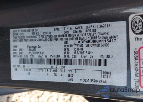 2019 Ford Fiesta Se from USA, damaged, VIN 3FADP4EJ9KM115417